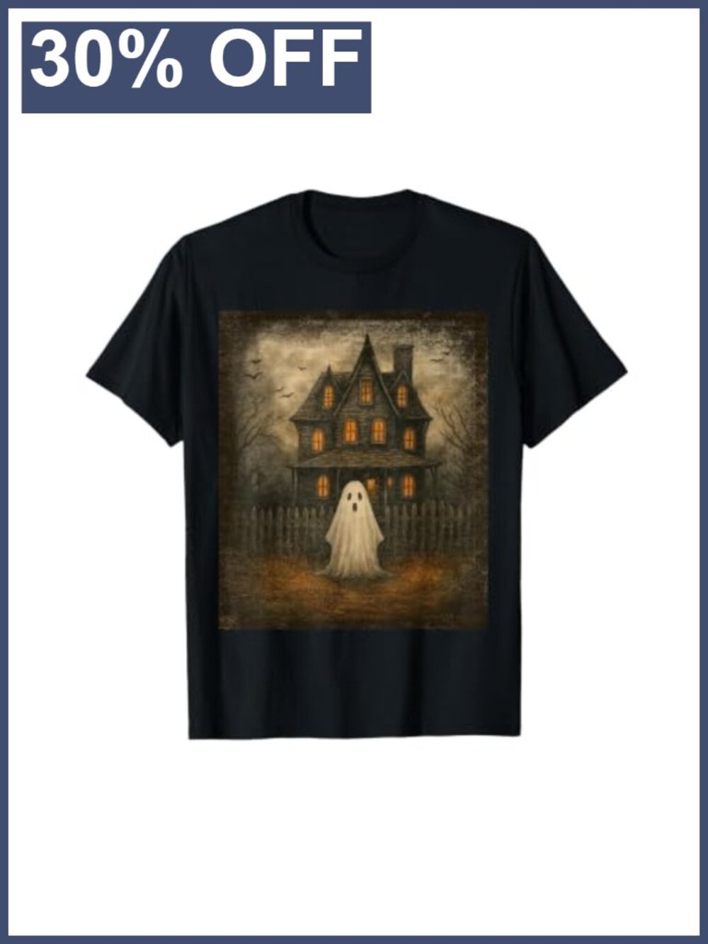 Vintage Ghost Boo Haunted House Halloween T-Shirt